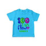 Celebrate your Little One's 100 days Birthday with "100 Days Flew" Themed Personalized T-shirt - SKY BLUE - 0 - 5 Months Old (Chest 17")