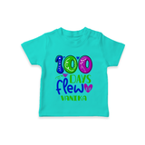 Celebrate your Little One's 100 days Birthday with "100 Days Flew" Themed Personalized T-shirt - TEAL - 0 - 5 Months Old (Chest 17")