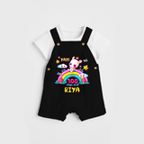 Celebrate your Little One's 100 days Birthday with "Yay I'm 100 Days Old" Themed Personalized Dungaree set - BLACK - 0 - 5 Months Old (Chest 17")