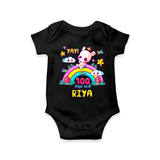 Celebrate your Little One's 100 days Birthday with "Yay I'm 100 Days Old" Themed Personalized Romper - BLACK - 0 - 3 Months Old (Chest 16")