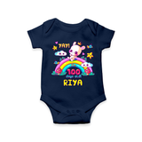 Celebrate your Little One's 100 days Birthday with "Yay I'm 100 Days Old" Themed Personalized Romper - NAVY BLUE - 0 - 3 Months Old (Chest 16")