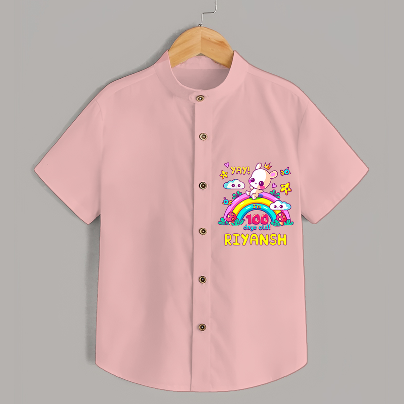 Celebrate your Little One's 100 days Birthday with "Yay I'm 100 Days Old" Themed Personalized Shirt - PEACH - 0 - 6 Months Old (Chest 21")