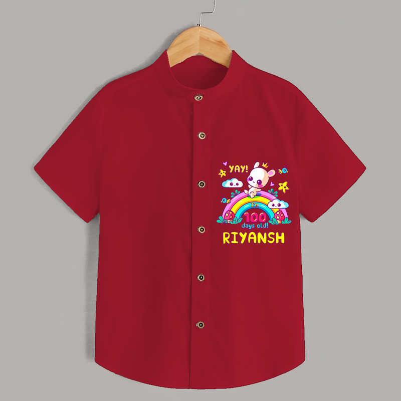 Celebrate your Little One's 100 days Birthday with "Yay I'm 100 Days Old" Themed Personalized Shirt - RED - 0 - 6 Months Old (Chest 21")