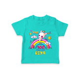 Celebrate your Little One's 100 days Birthday with "Yay I'm 100 Days Old" Themed Personalized T-shirt - TEAL - 0 - 5 Months Old (Chest 17")