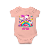 Celebrate your Little One's 100 days Birthday with "Yay I'm 100 Days Old" Themed Personalized Romper - PEACH - 0 - 3 Months Old (Chest 16")