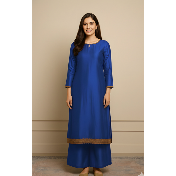 HERITAGE RAW SILK_BLUE_MOM SET