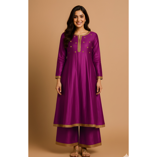 REGAL RAW SILK_MAGENTA_MOM SET