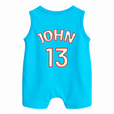 Thunder 13 Basketball Baby Button Romper