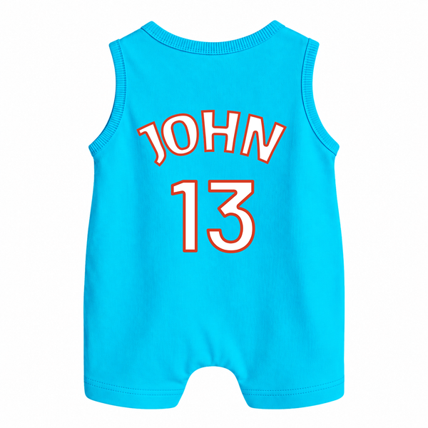 Thunder 13 Basketball Baby Button Romper