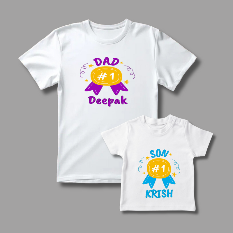 Celebrate the Fathers' day with "Dad & Son" White Colored Combo T-shirt