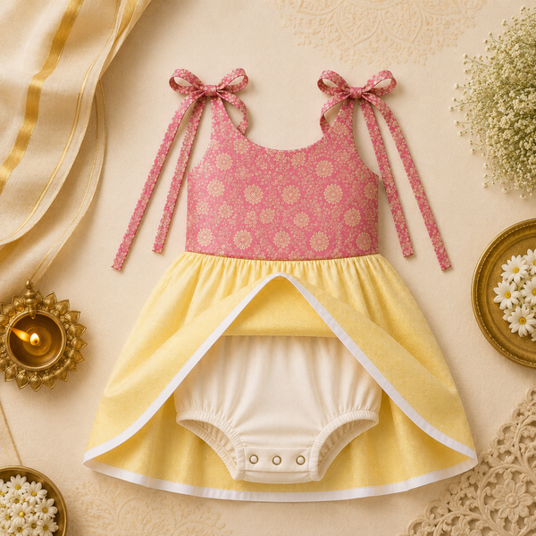 Rose Petal Tie-Shoulder Baby Frock