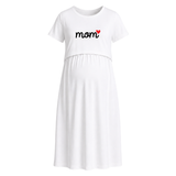Mom Heart Statement Printed Maternity Maxi Dress