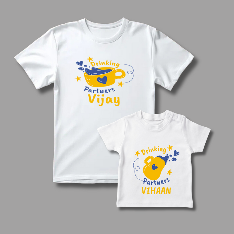Celebrate the Fathers' day with "Drinking Partners" White Colored Combo T-shirt