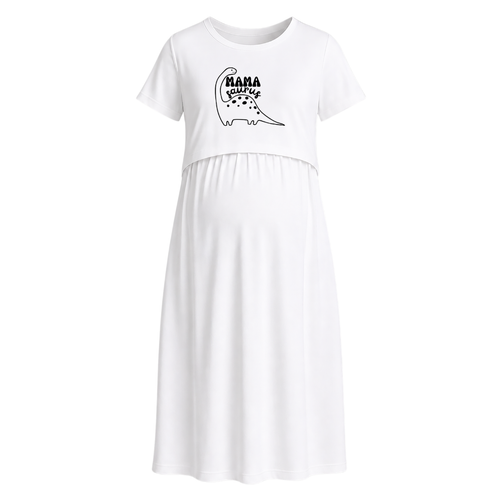 Mama Saurus Dinosaur Graphic Maternity Maxi Dress