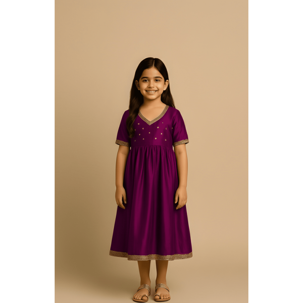 TIMELESS RAW SILK_MAGENTA_GIRL KID SET