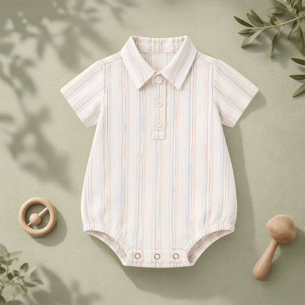 Pastel Striped Baby Romper Shirt