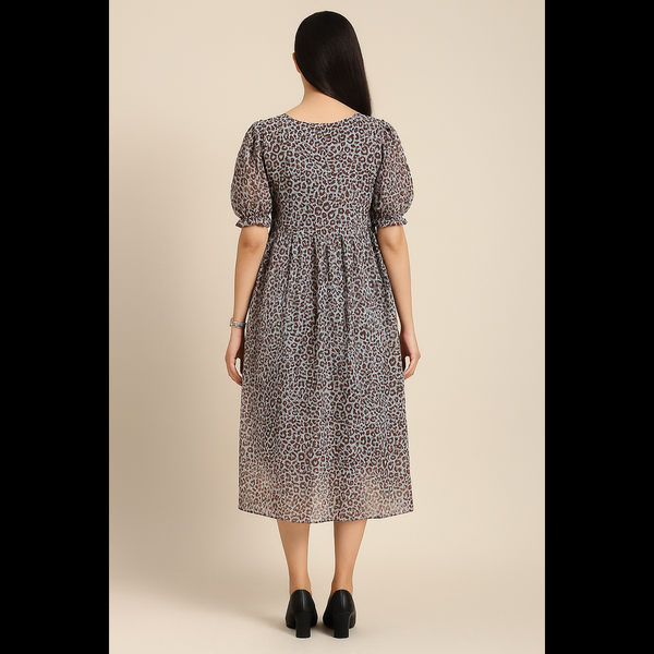 Chic Grey Animal Print  Dress