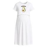 Cute Avocado Character Printed Maternity Maxi Dress