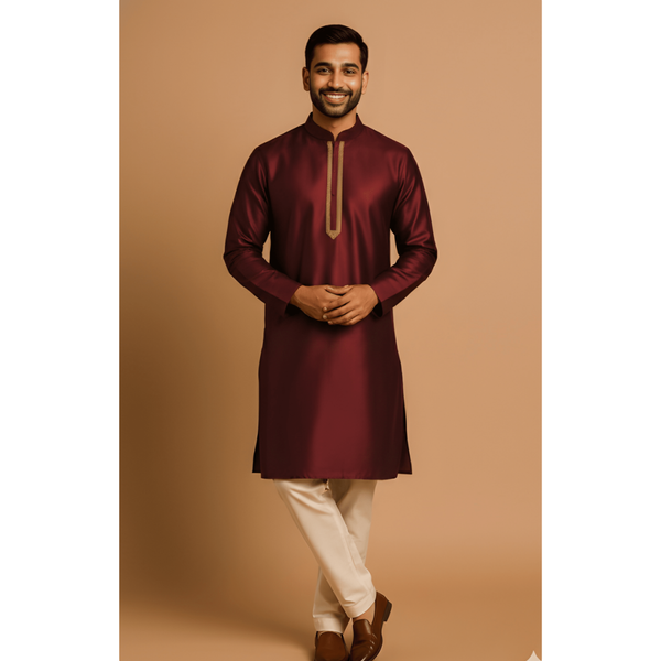 REGAL RAW SILK_MAROON_DAD SET