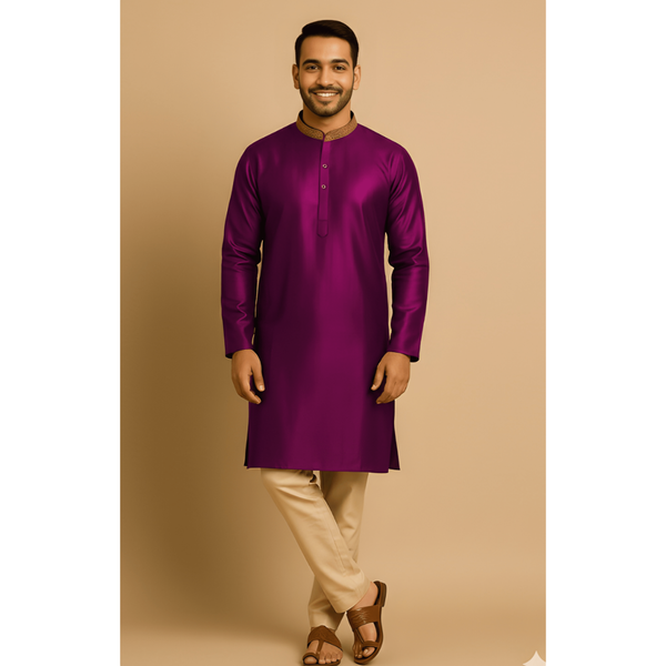 ROYAL HERITAGE RAW SILK_MAGENTA_DAD SET
