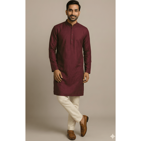 CLASSIC RAW SILK_MAROON_DAD SET