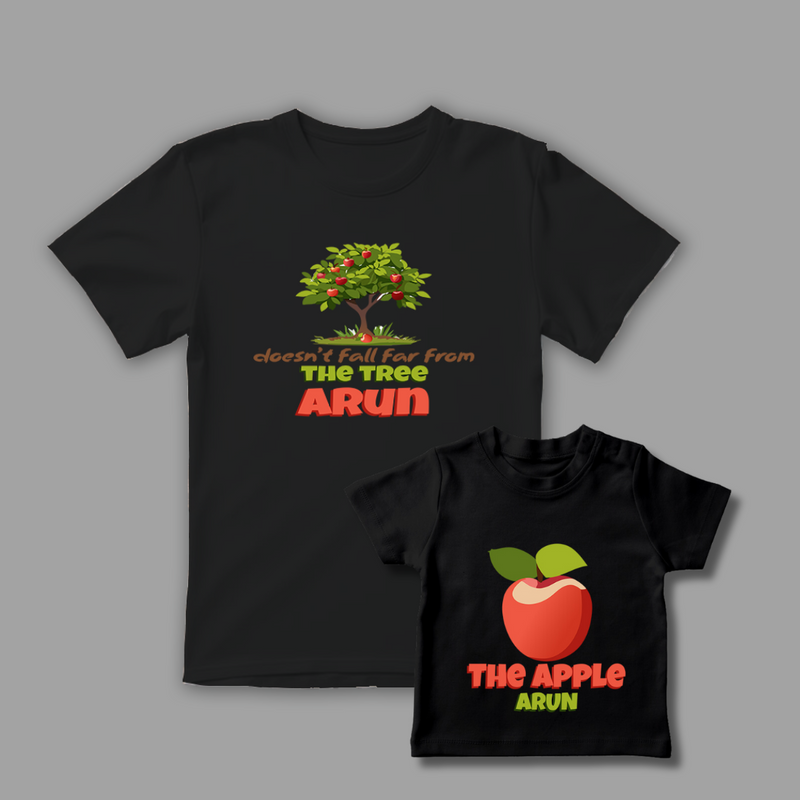 Celebrate the Fathers' day with "Apple and Apple tree" Black Colored Combo T-shirt