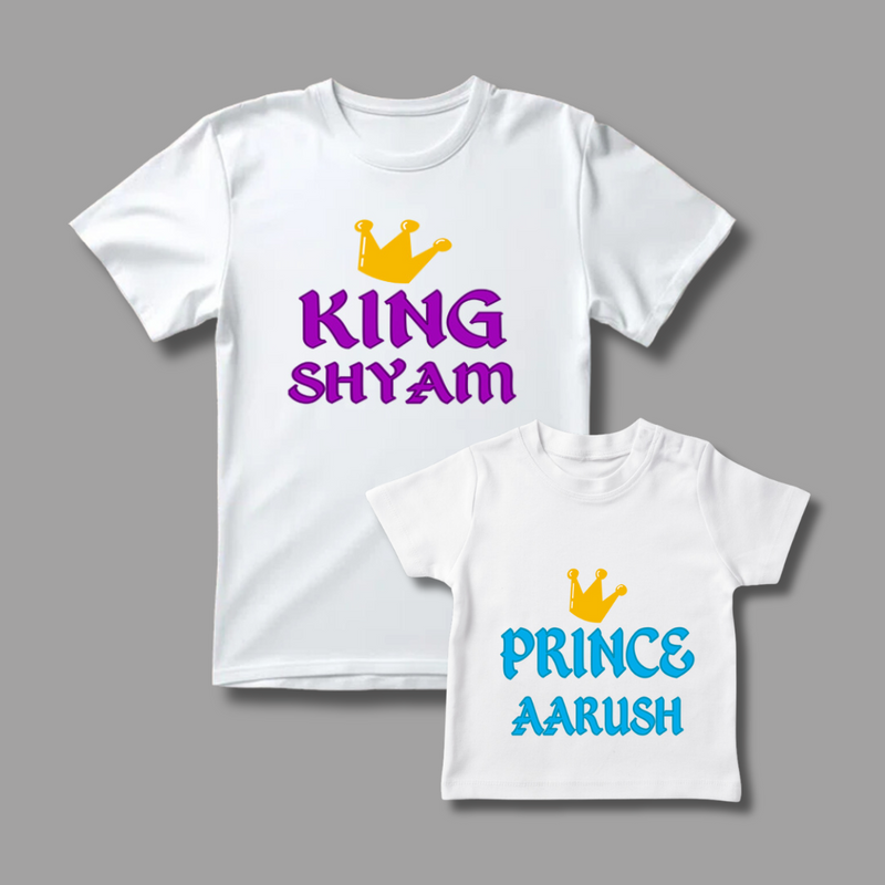 Celebrate the Fathers' day with "King & Prince" White Colored Combo T-shirt