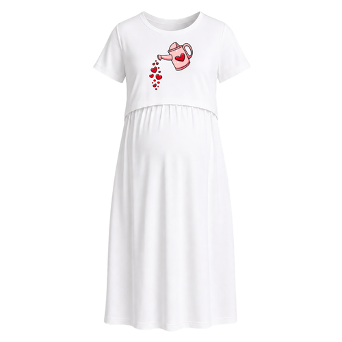 Love Watering Can Graphic Maternity Maxi Dress