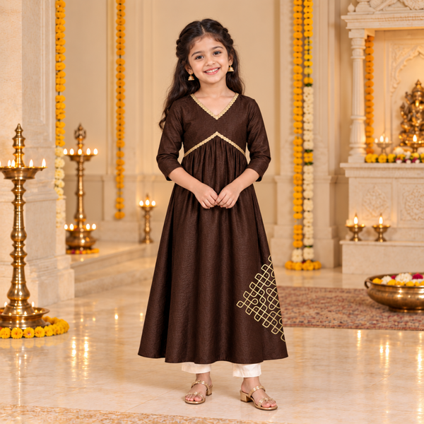 Durga Sikku Kolam Family Combo - Girl Kid Dress