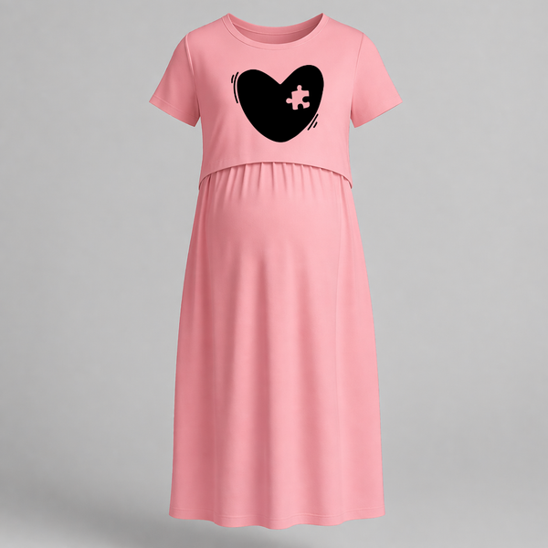 Missing Piece Heart Printed Maternity Feeding Maxi