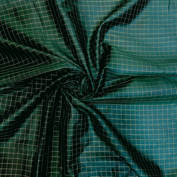 Emerald Green Checks Baby Ethnic Romper with Kasavu Dhoti