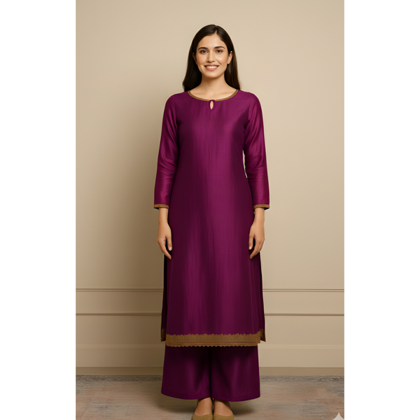 HERITAGE RAW SILK_MAGENTA_MOM SET