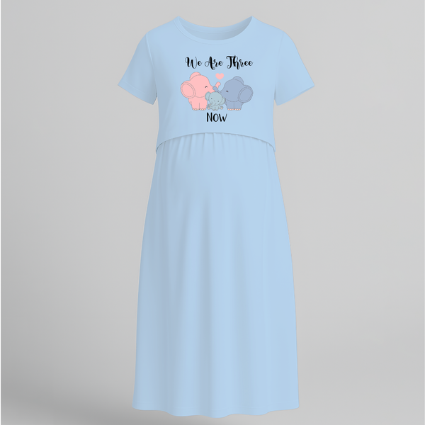 "We Are Three Now "- Comfort Fit Maternity Maxi Dress With Prints