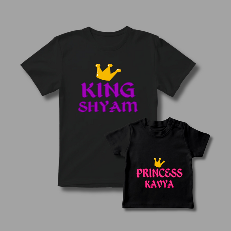 Celebrate the Fathers' day with "King & Princess" Black Colored Combo T-shirt