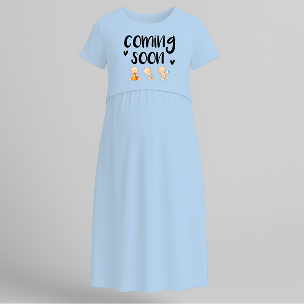 "Baby Coming Soon "- Comfort Fit Maternity Maxi Dress With Prints