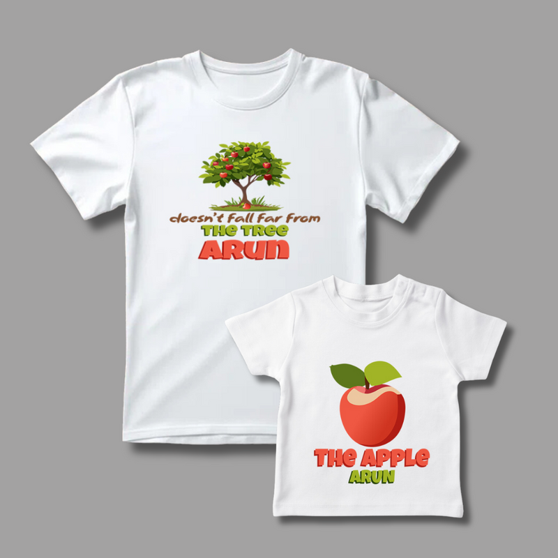Celebrate the Fathers' day with "Apple and Apple tree" White Colored Combo T-shirt