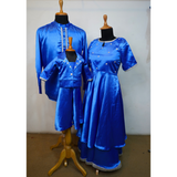 Royal Blue Family Matching Celebration Outfit Set-Dad, Mom, and Son.