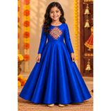 Navaratri Royal Rangoli Raw Silk - Girl Kid Dress