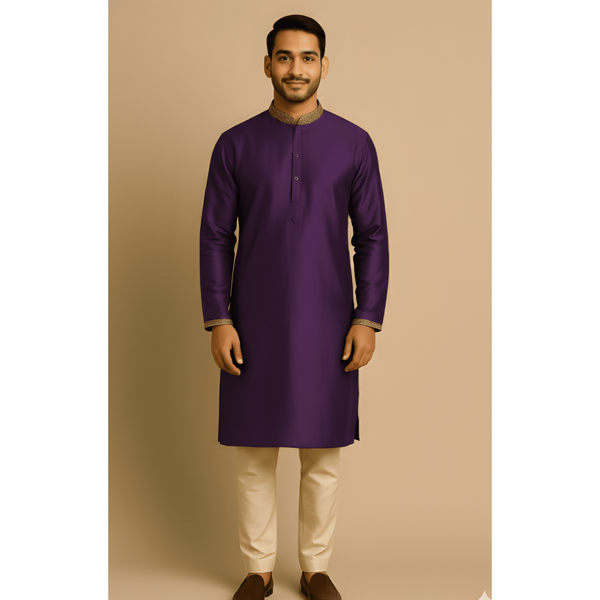 TIMELESS RAW SILK_PURPLE_DAD SET