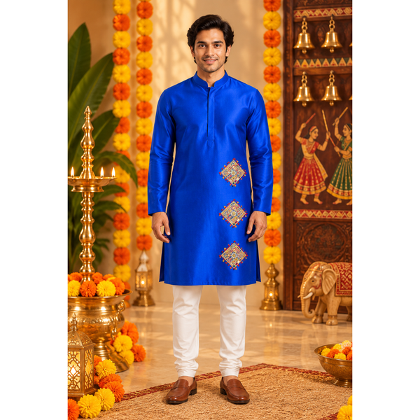 Navaratri Royal Rangoli Raw Silk - Dad Kurta