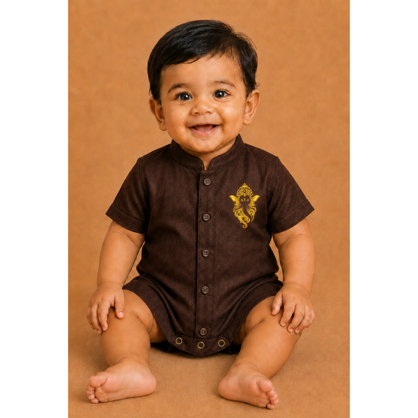 Vinayagar Chaturthi Brown Colour- Baby Romper