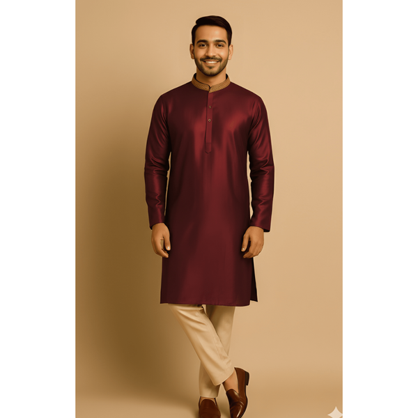 ROYAL HERITAGE RAW SILK_MAROON_DAD SET