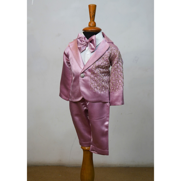 Blush Pink Satin Prince Suit Set for Boys