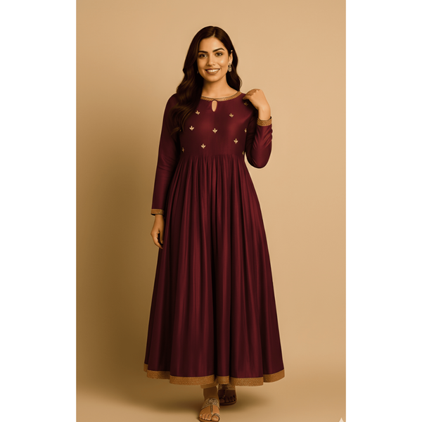ROYAL HERITAGE RAW SILK_MAROON_MOM SET