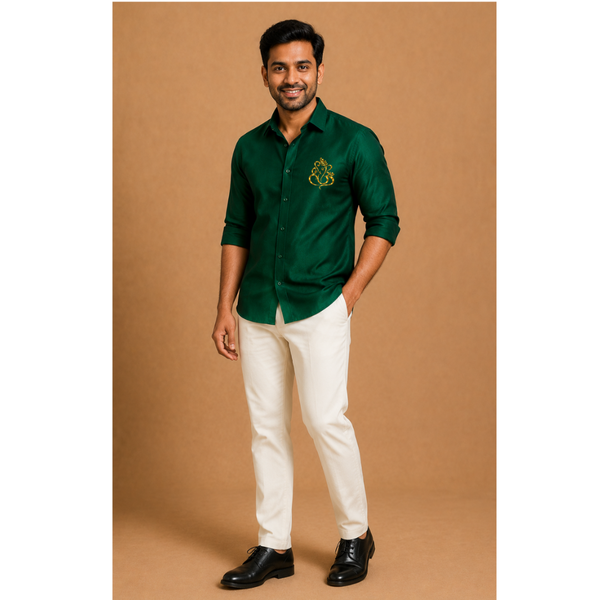 Vinayagar Chaturthi Deep Green Colour - Dad Shirt