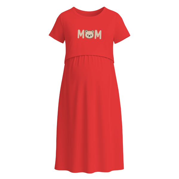 Bear Hug Mom Graphic Maternity Maxi Dress