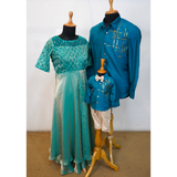 Teal Blue Family Matching Celebration Outfit Set