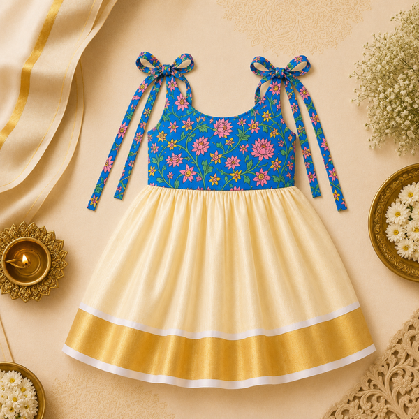 Meadow Bloom Tie-Shoulder Baby Frock