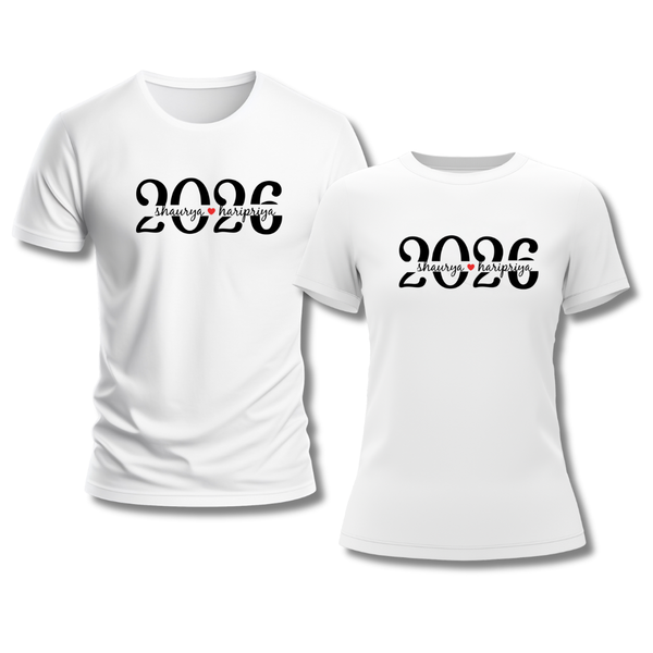 Matching Couple Year and Name T-Shirt Duo Pack