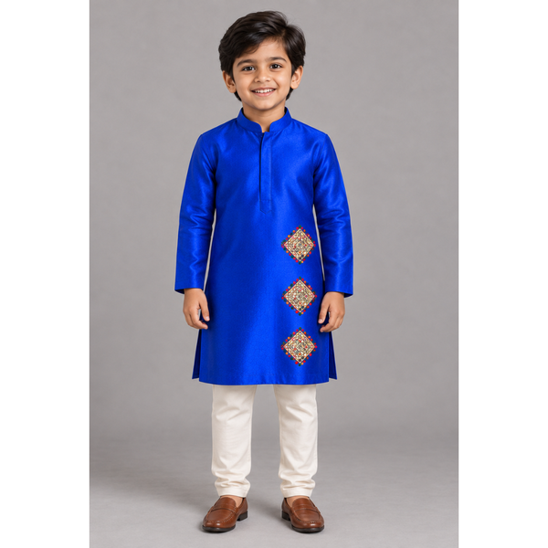 Navaratri Royal Rangoli Raw Silk - Boy Kid Kurta